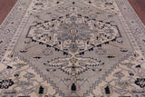 Light Grey Persian Heriz Serapi Handmade Wool Rug - 8' 1" X 10' 0"