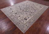 Light Grey Persian Heriz Serapi Handmade Wool Rug - 8' 1" X 10' 0"