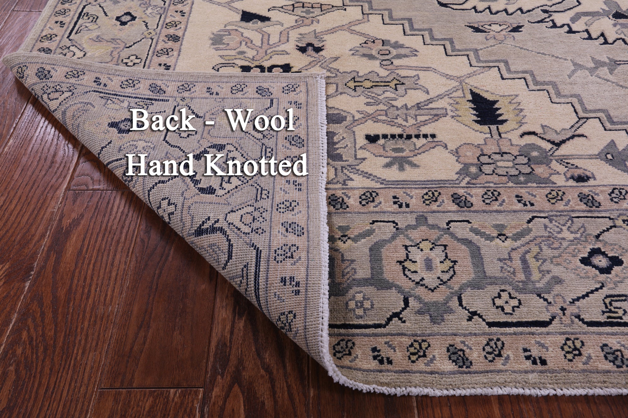 Light Grey Persian Heriz Serapi Handmade Wool Rug - 8' 1" X 10' 0"