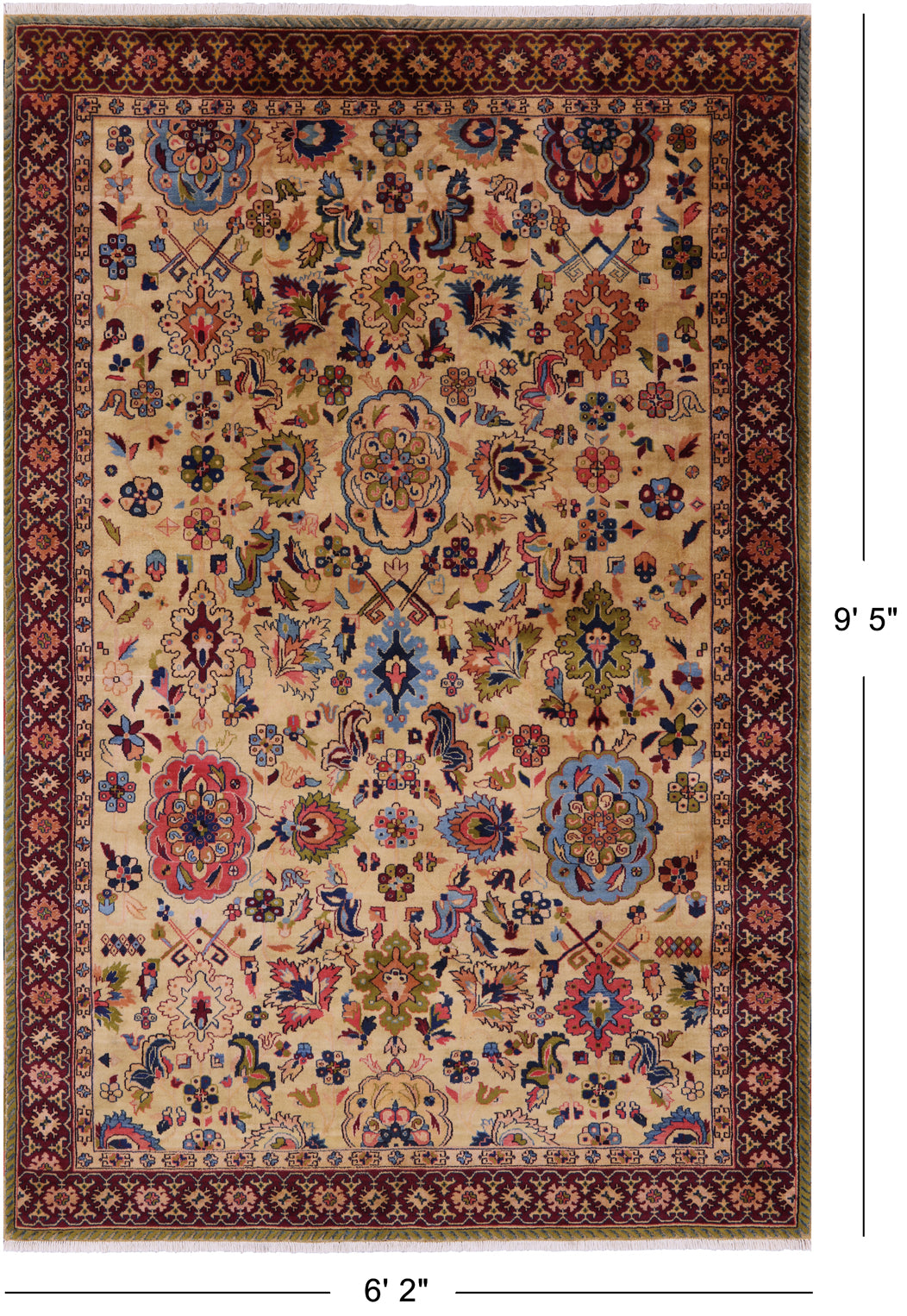 Ivory Vegetable Dyed Turkish Oushak Handmade Wool Rug - 6' 2" X 9' 5"