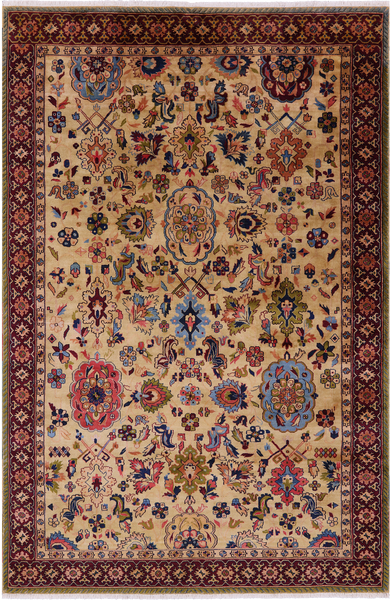 Ivory Vegetable Dyed Turkish Oushak Handmade Wool Rug - 6' 2" X 9' 5"
