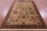 Ivory Vegetable Dyed Turkish Oushak Handmade Wool Rug - 6' 2" X 9' 5"