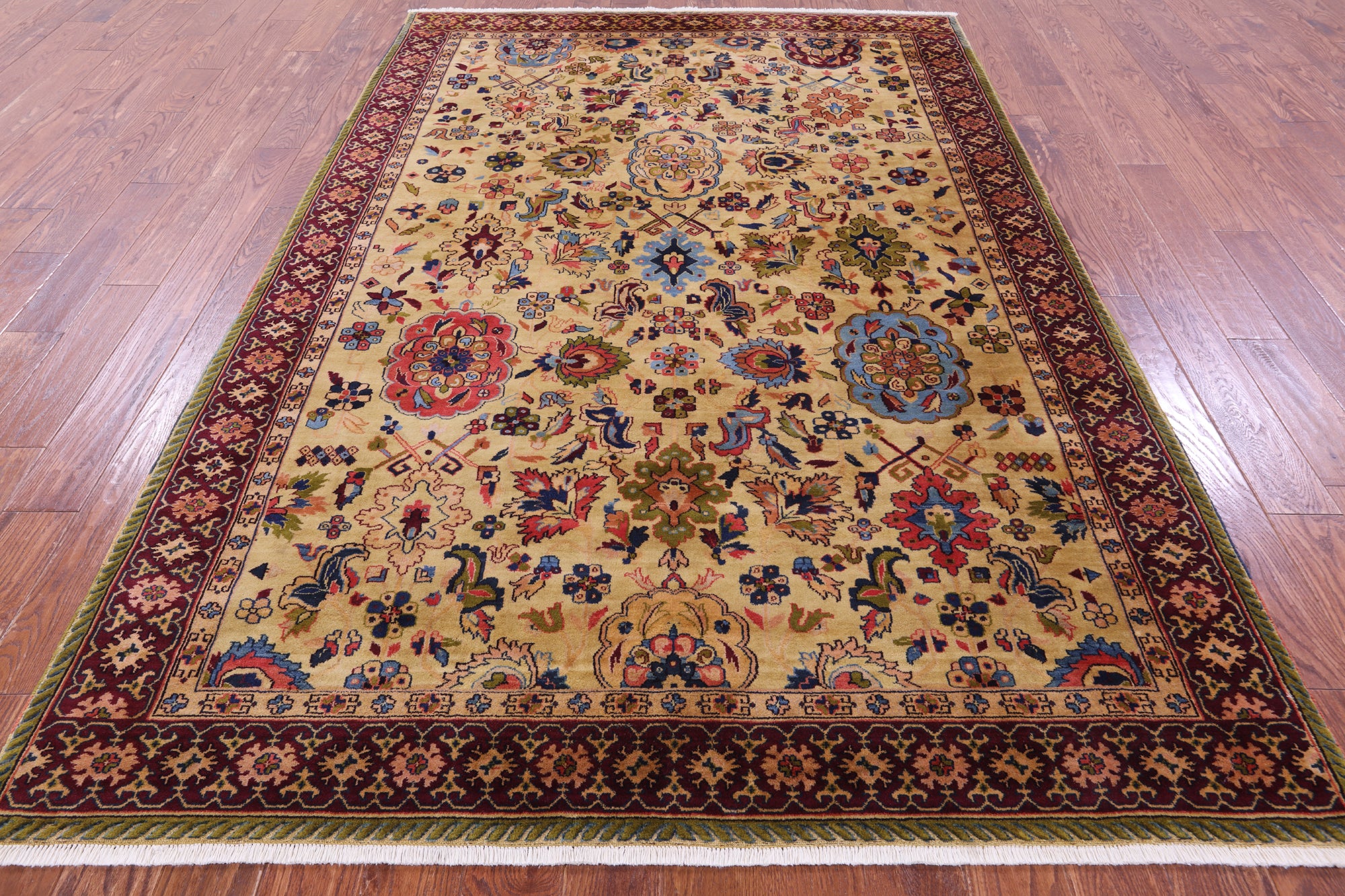 Ivory Vegetable Dyed Turkish Oushak Handmade Wool Rug - 6' 2" X 9' 5"