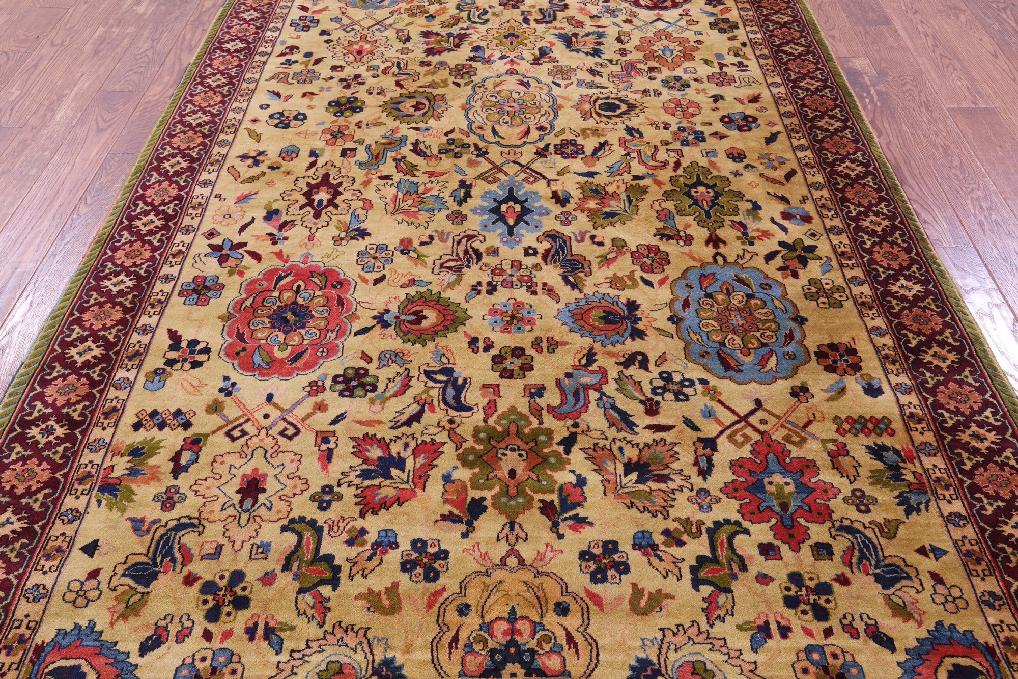 Ivory Vegetable Dyed Turkish Oushak Handmade Wool Rug - 6' 2" X 9' 5"