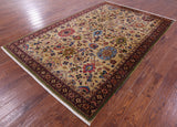 Ivory Vegetable Dyed Turkish Oushak Handmade Wool Rug - 6' 2" X 9' 5"