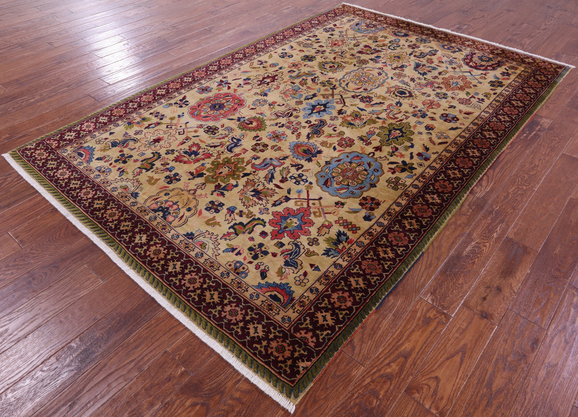 Ivory Vegetable Dyed Turkish Oushak Handmade Wool Rug - 6' 2" X 9' 5"