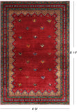 Red Tribal Persian Gabbeh Hand Knotted Wool Rug - 4' 0" X 5' 11"