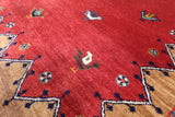 Red Tribal Persian Gabbeh Hand Knotted Wool Rug - 4' 0" X 5' 11"