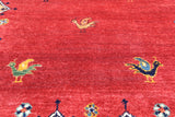 Red Tribal Persian Gabbeh Hand Knotted Wool Rug - 4' 0" X 5' 11"