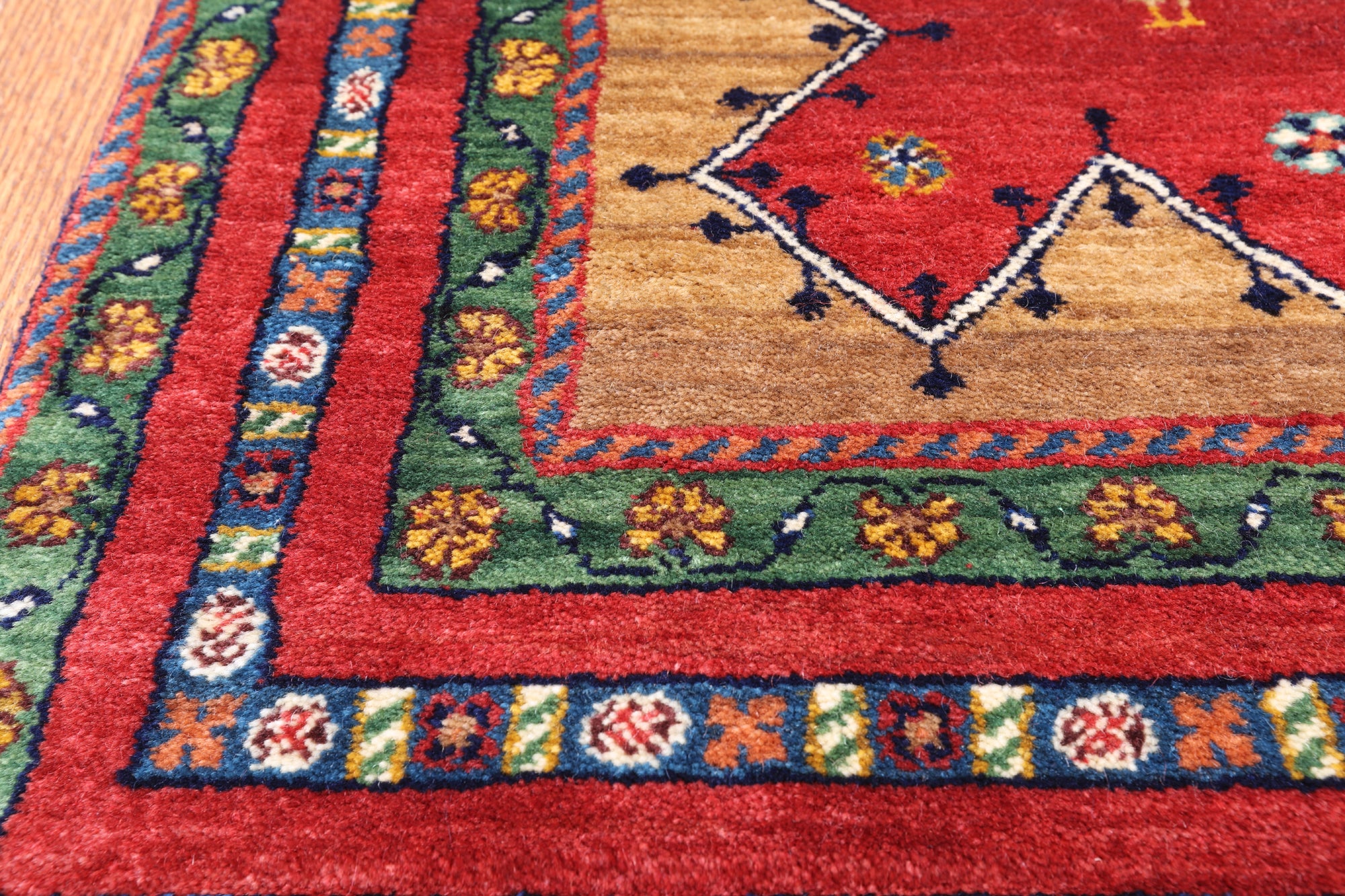 Red Tribal Persian Gabbeh Hand Knotted Wool Rug - 4' 0" X 5' 11"