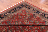 Red Square Persian Fine Tabriz Handmade Wool Rug - 12' 2" X 12' 3"