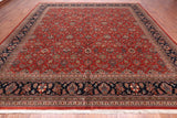 Red Square Persian Fine Tabriz Handmade Wool Rug - 12' 2" X 12' 3"