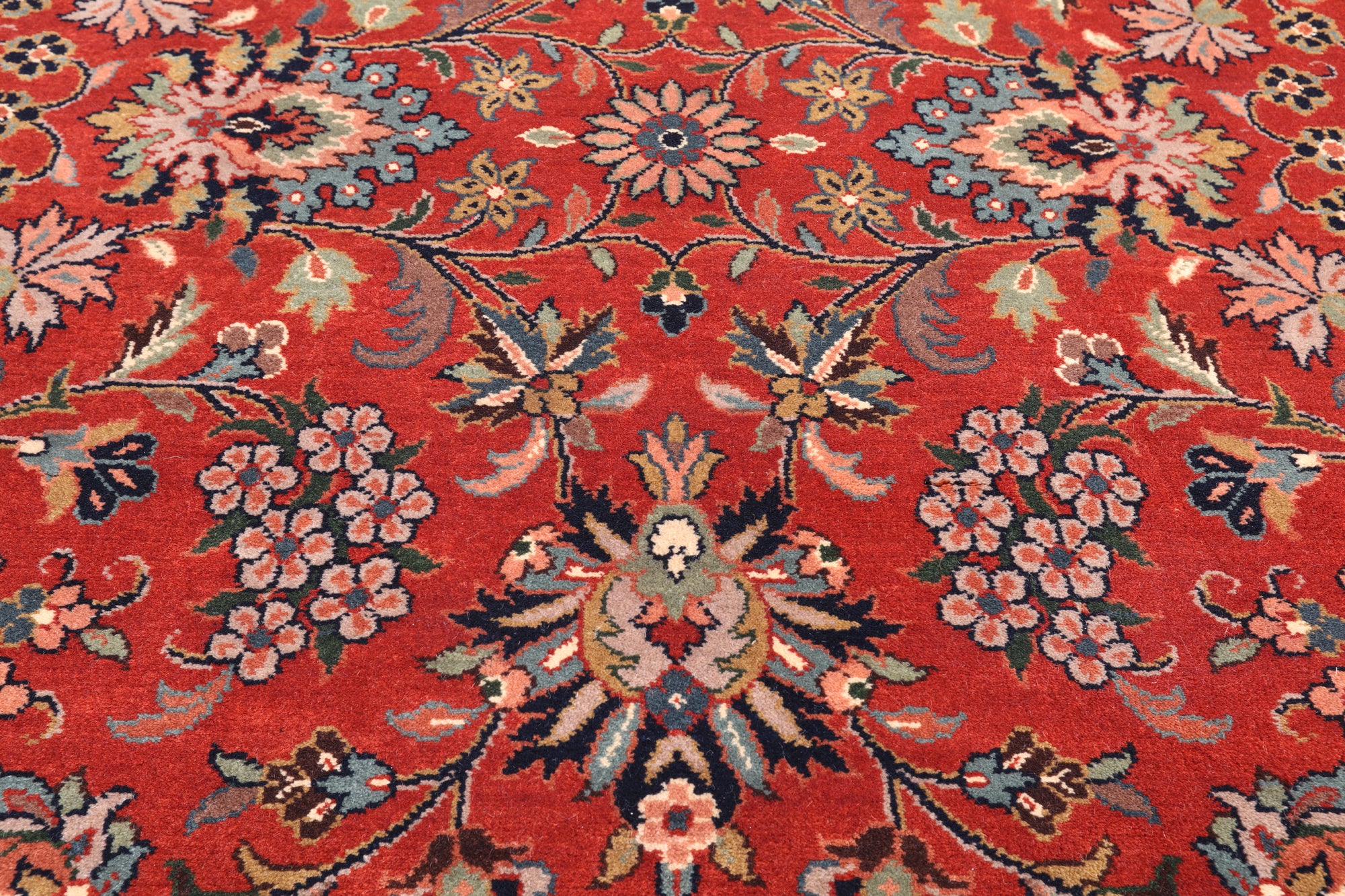 Red Square Persian Fine Tabriz Handmade Wool Rug - 12' 2" X 12' 3"