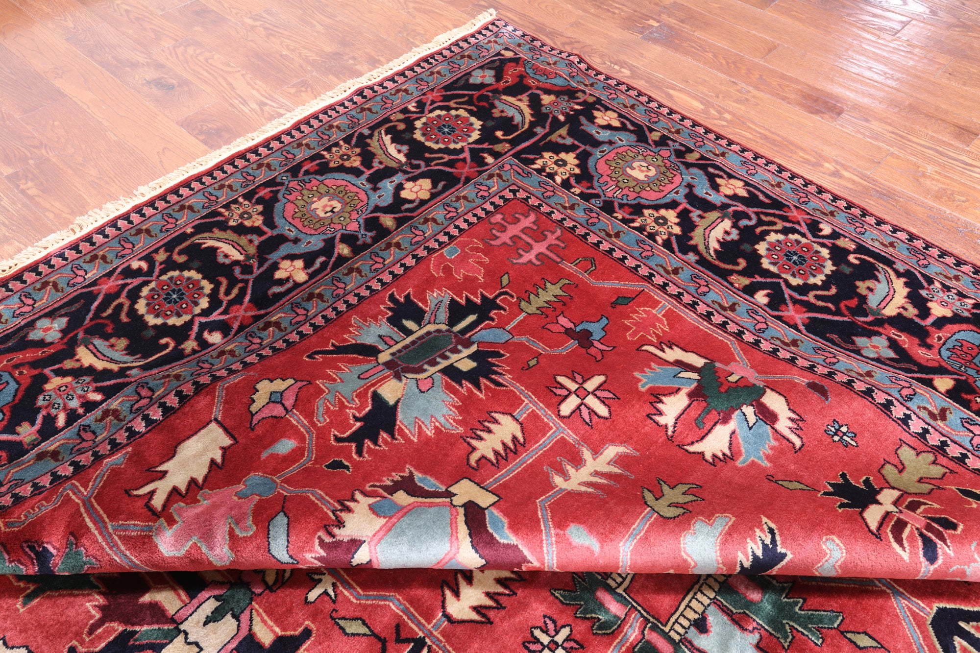 Red Heriz Serapi Hand-Knotted Wool Rug - 11' 0" X 15' 3"