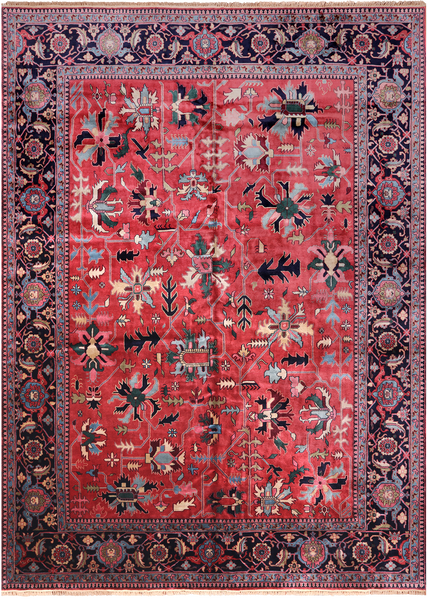 Red Heriz Serapi Hand-Knotted Wool Rug - 11' 0" X 15' 3"