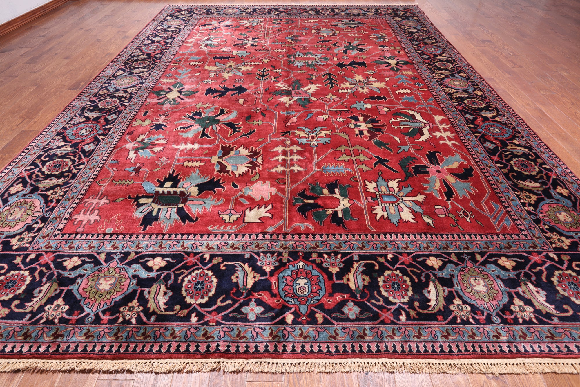 Red Heriz Serapi Hand-Knotted Wool Rug - 11' 0" X 15' 3"