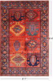 Rust Persian Fine Serapi Hand Knotted Wool Rug - 6' 1" X 9' 4"