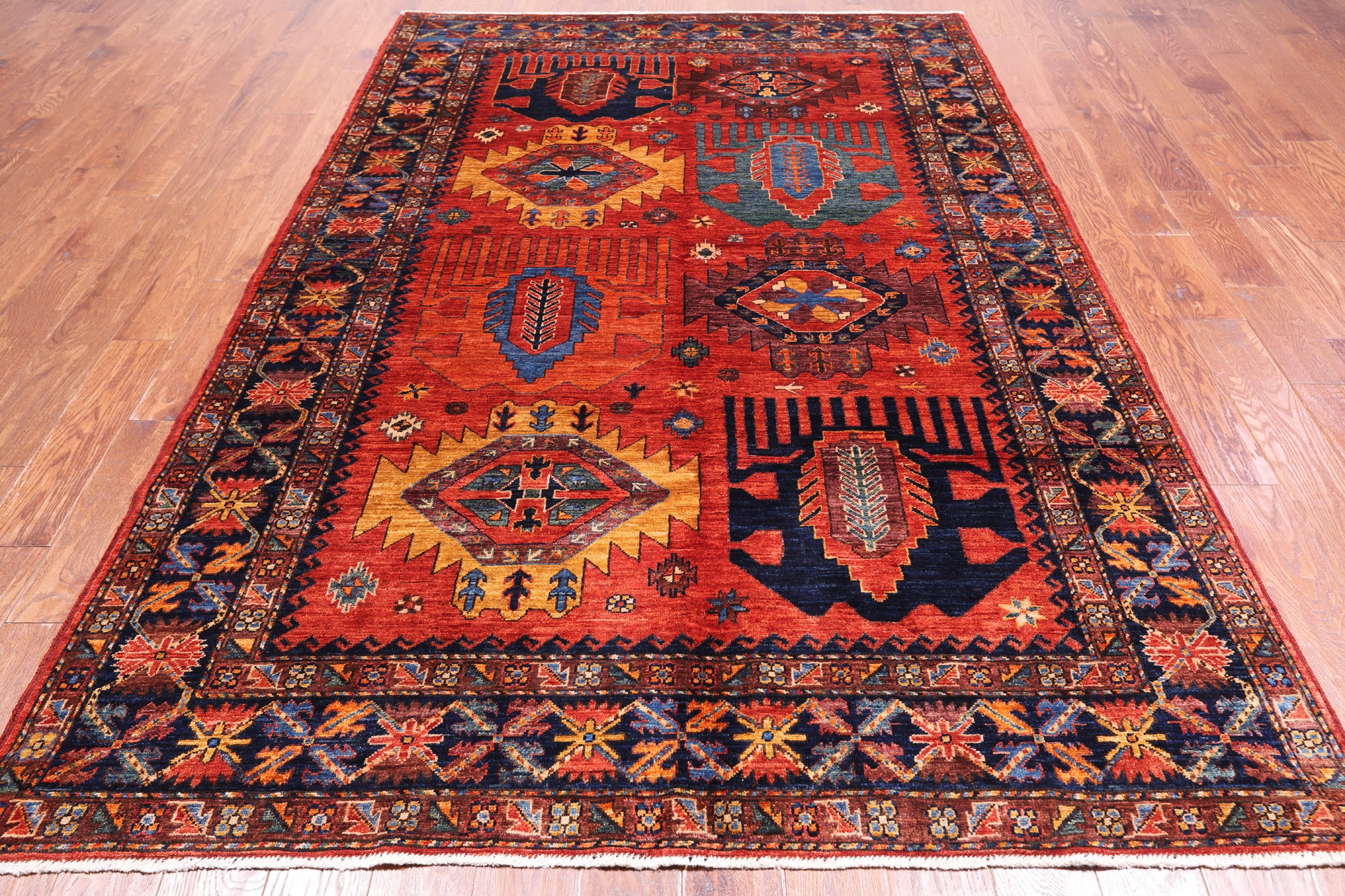 Rust Persian Fine Serapi Hand Knotted Wool Rug - 6' 1" X 9' 4"