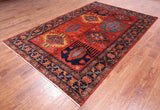 Rust Persian Fine Serapi Hand Knotted Wool Rug - 6' 1" X 9' 4"