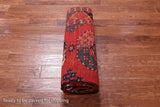 Red Turkmen Ersari Handmade Wool On Wool Rug - 5' 9" X 7' 10"