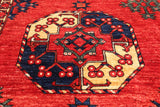 Red Turkmen Ersari Handmade Wool On Wool Rug - 5' 9" X 7' 10"
