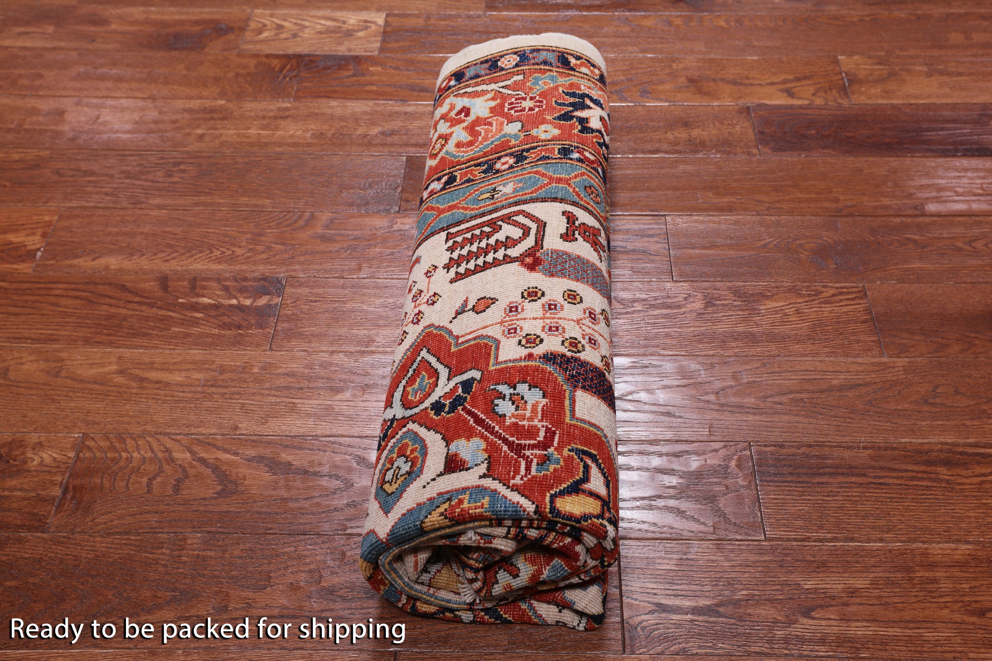 Ivory Persian Fine Serapi Hand-Knotted Wool Rug - 5' 6" X 6' 10"