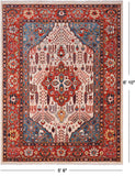 Ivory Persian Fine Serapi Hand-Knotted Wool Rug - 5' 6" X 6' 10"
