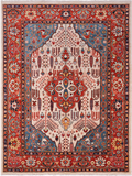 Ivory Persian Fine Serapi Hand-Knotted Wool Rug - 5' 6" X 6' 10"