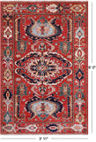 Red Persian Fine Serapi Handmade Wool Rug - 3' 11" X 6' 0"