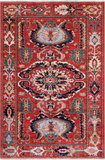 Red Persian Fine Serapi Handmade Wool Rug - 3' 11" X 6' 0"