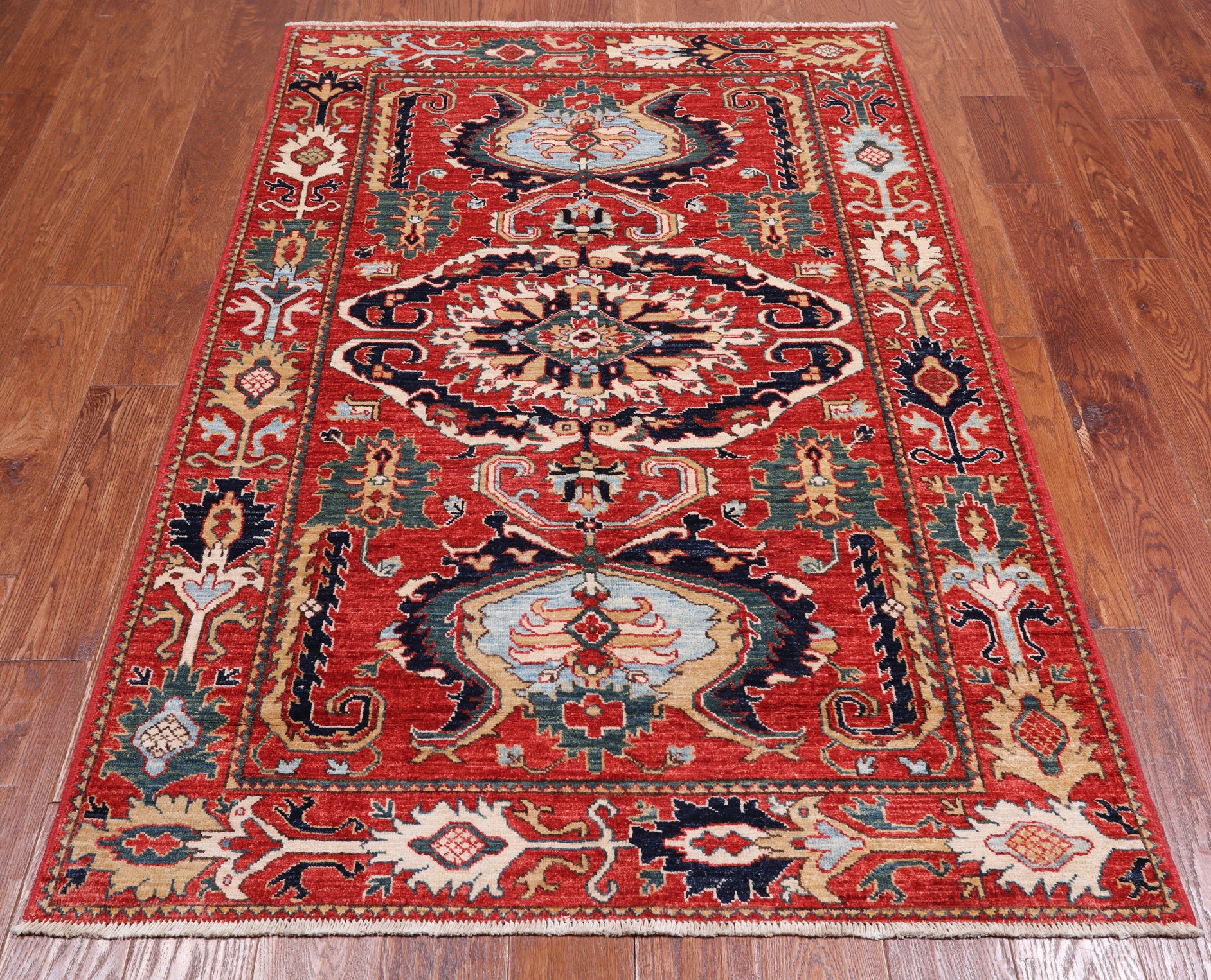 Red Persian Fine Serapi Handmade Wool Rug - 3' 11" X 6' 0"