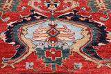 Red Persian Fine Serapi Handmade Wool Rug - 3' 11" X 6' 0"
