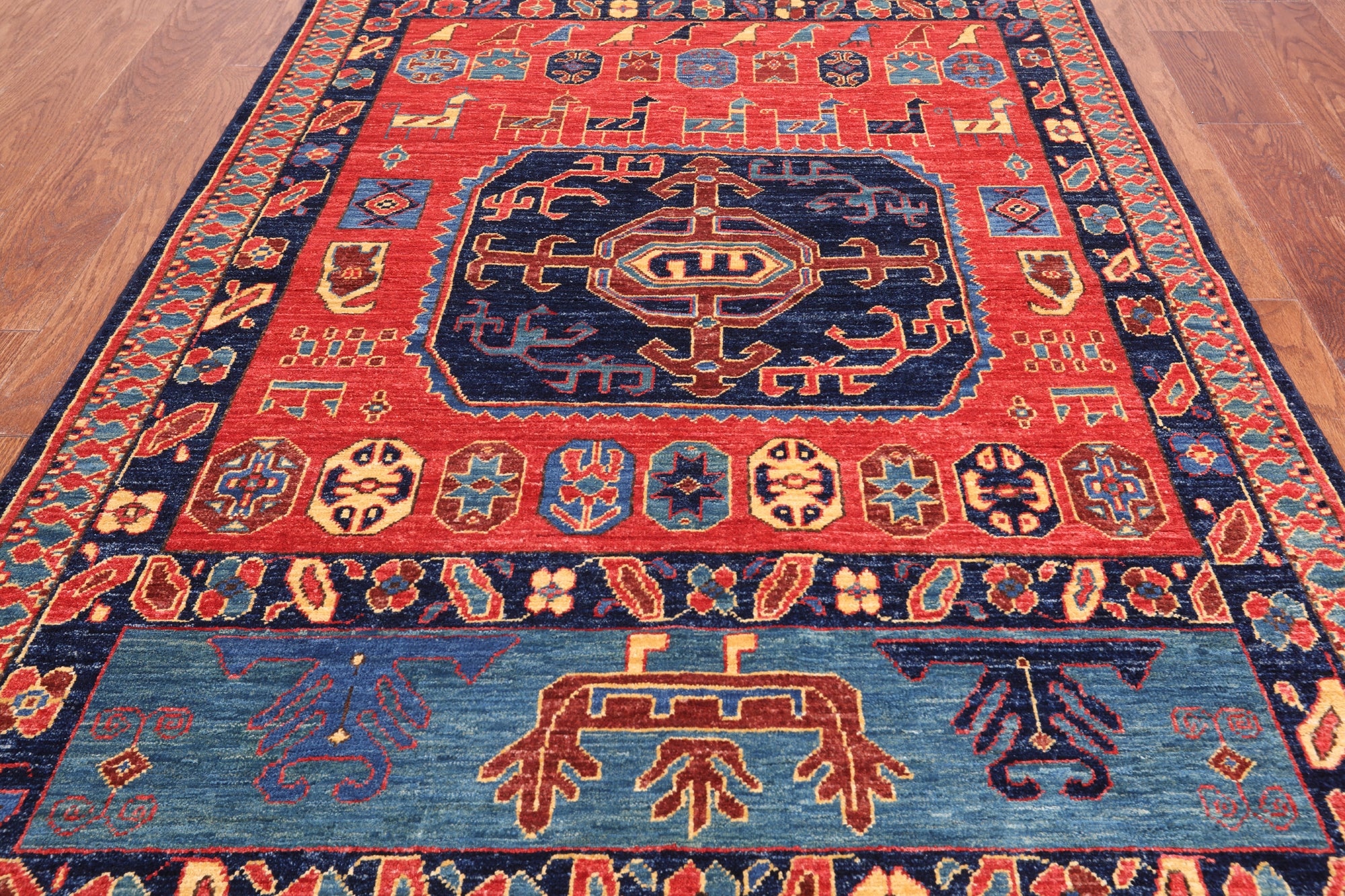 Red Persian Fine Serapi Hand Knotted Wool Rug - 3' 10" X 5' 8"