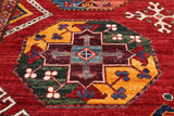 Red Turkmen Ersari Handmade Wool On Wool Rug - 5' 10" X 8' 7"