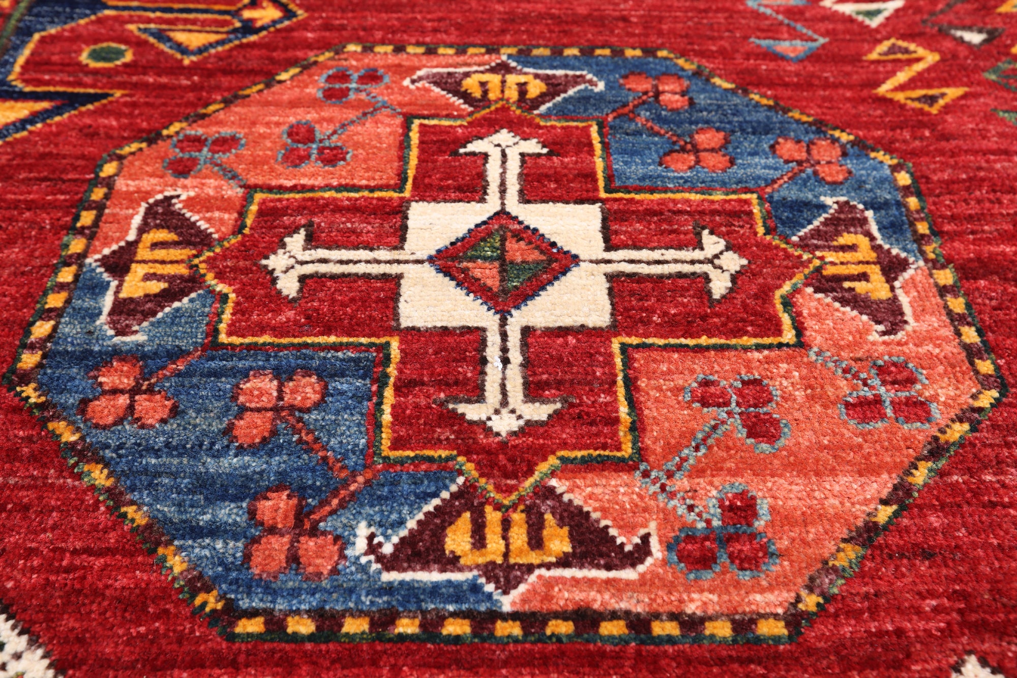 Red Turkmen Ersari Handmade Wool On Wool Rug - 5' 10" X 8' 7"