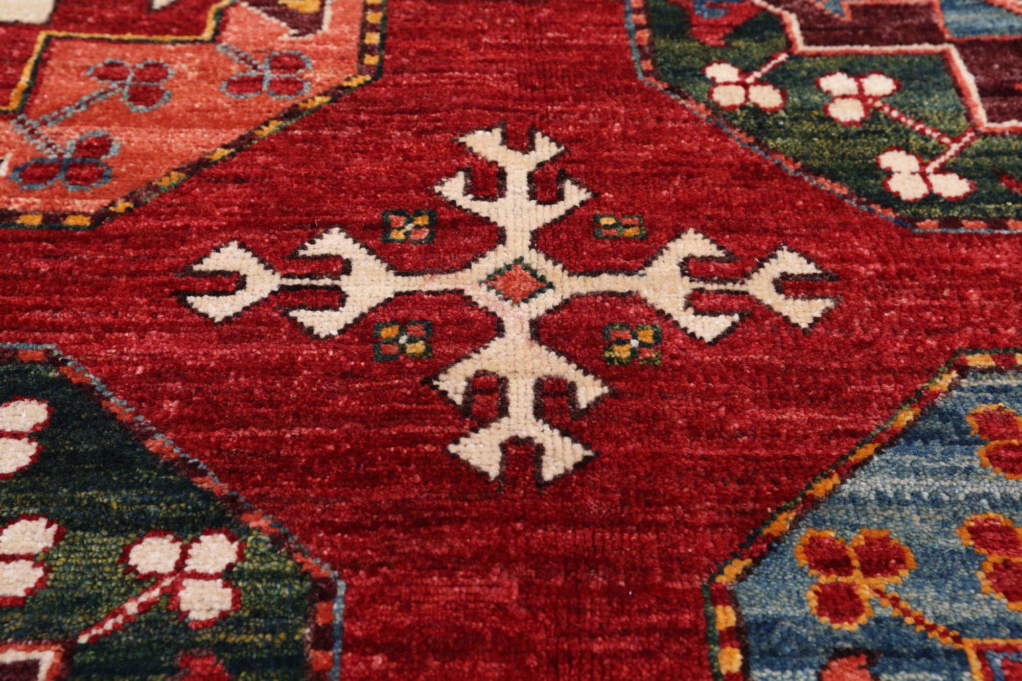 Red Turkmen Ersari Handmade Wool On Wool Rug - 5' 10" X 8' 7"