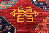 Red Turkmen Ersari Handmade Wool On Wool Rug - 5' 10" X 8' 7"