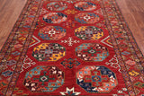 Red Turkmen Ersari Handmade Wool On Wool Rug - 5' 10" X 8' 7"