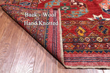 Red Turkmen Ersari Handmade Wool On Wool Rug - 5' 10" X 8' 7"
