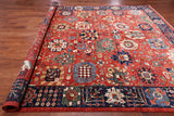 Red Persian Fine Serapi Handmade Wool Rug - 9' 2" X 11' 8"