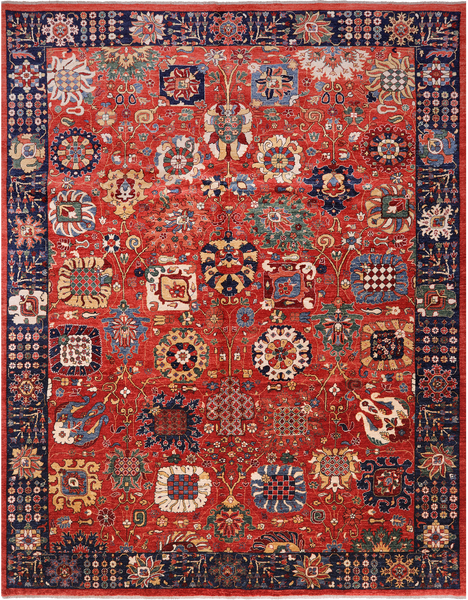 Red Persian Fine Serapi Handmade Wool Rug - 9' 2" X 11' 8"
