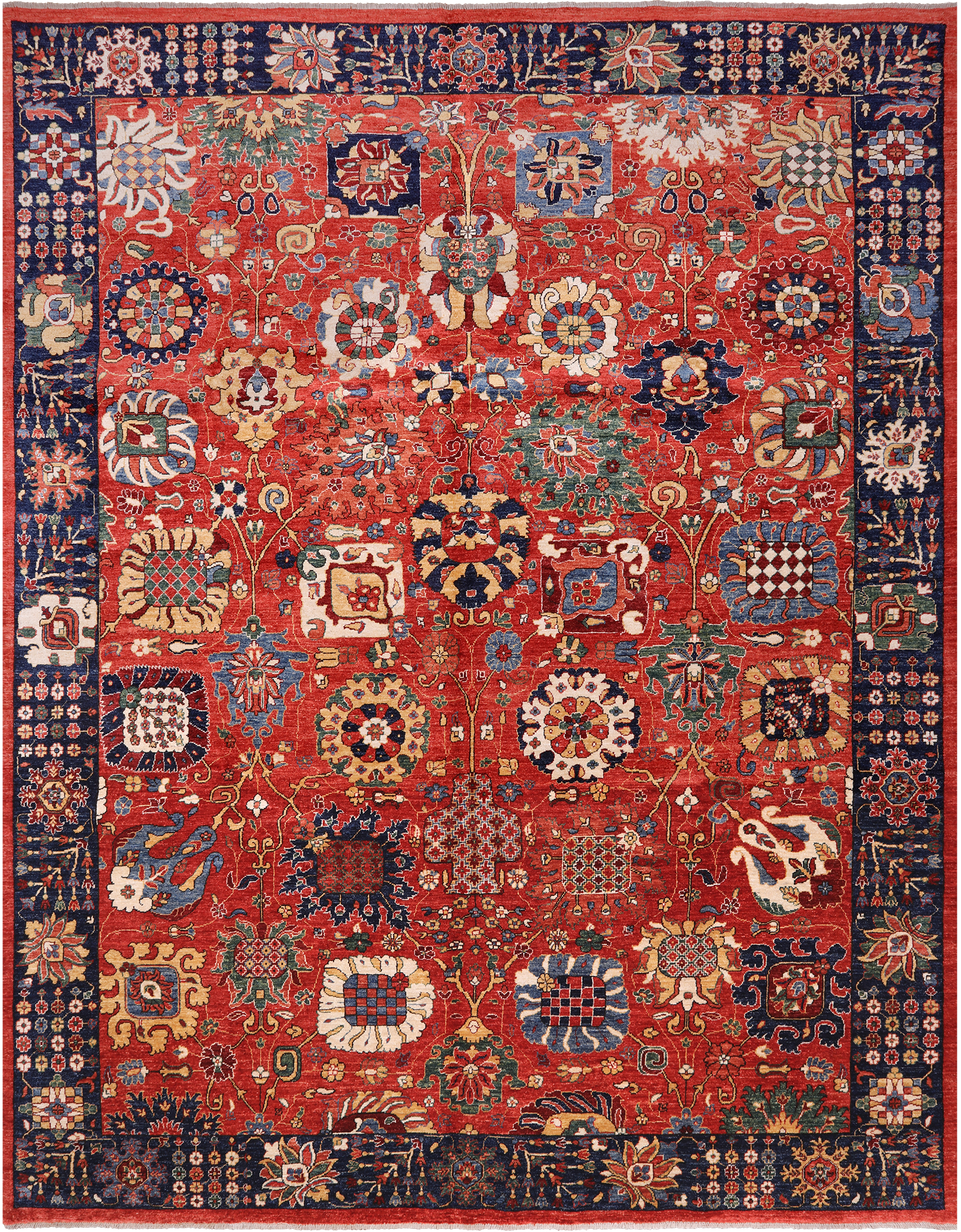 Red Persian Fine Serapi Handmade Wool Rug - 9' 2" X 11' 8"