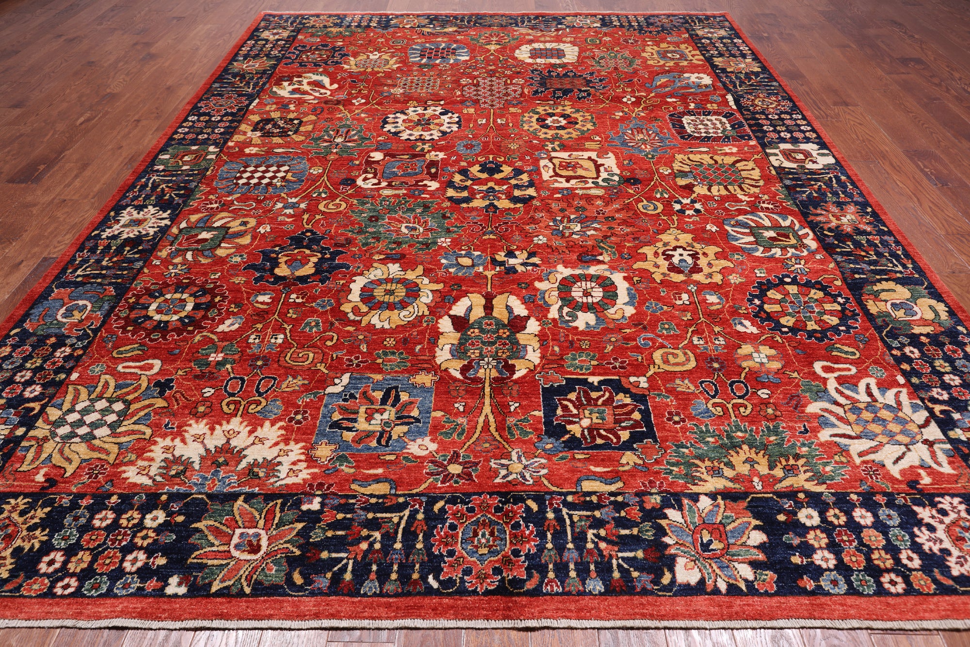 Red Persian Fine Serapi Handmade Wool Rug - 9' 2" X 11' 8"
