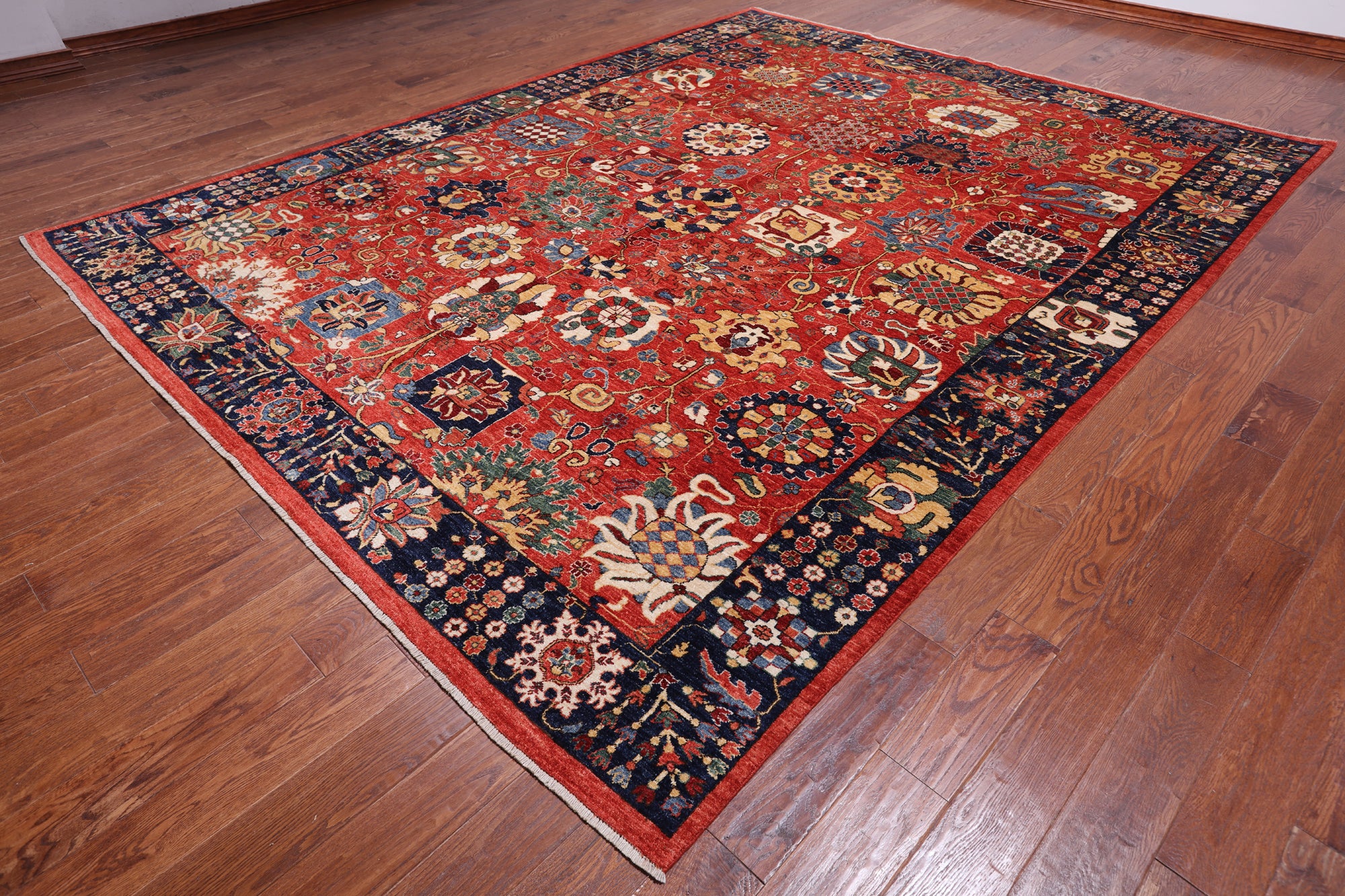 Red Persian Fine Serapi Handmade Wool Rug - 9' 2" X 11' 8"