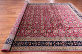 Wine/Navy Persian Fine Tabriz Hand-Knotted Wool Rug - 9' 11" X 14' 3"