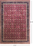 Wine/Navy Persian Fine Tabriz Hand-Knotted Wool Rug - 9' 11" X 14' 3"
