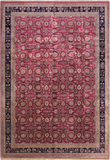 Wine/Navy Persian Fine Tabriz Hand-Knotted Wool Rug - 9' 11" X 14' 3"