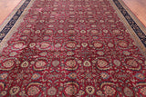 Wine/Navy Persian Fine Tabriz Hand-Knotted Wool Rug - 9' 11" X 14' 3"