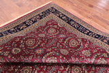 Wine/Navy Persian Fine Tabriz Hand-Knotted Wool Rug - 9' 11" X 14' 3"