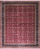 Wine/Navy Persian Fine Tabriz Hand-Knotted Wool Rug - 12' 3" X 14' 10"